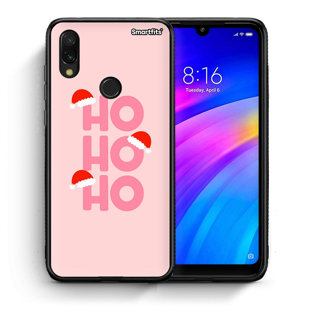 Θήκη Xiaomi Redmi 7 Xmas Ho Ho Ho από τη Smartfits με σχέδιο στο πίσω μέρος και μαύρο περίβλημα | Xiaomi Redmi 7 Xmas Ho Ho Ho case with colorful back and black bezels