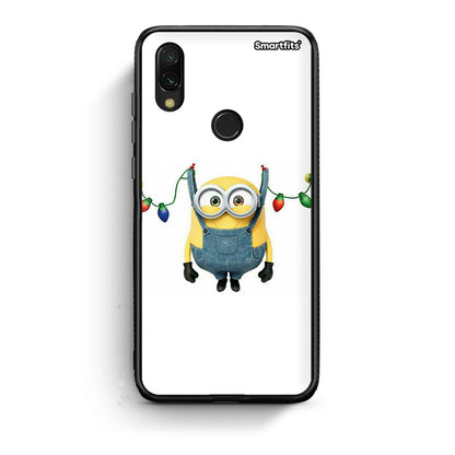 Xiaomi Redmi 7 Xmas Minion Lights θήκη από τη Smartfits με σχέδιο στο πίσω μέρος και μαύρο περίβλημα | Smartphone case with colorful back and black bezels by Smartfits