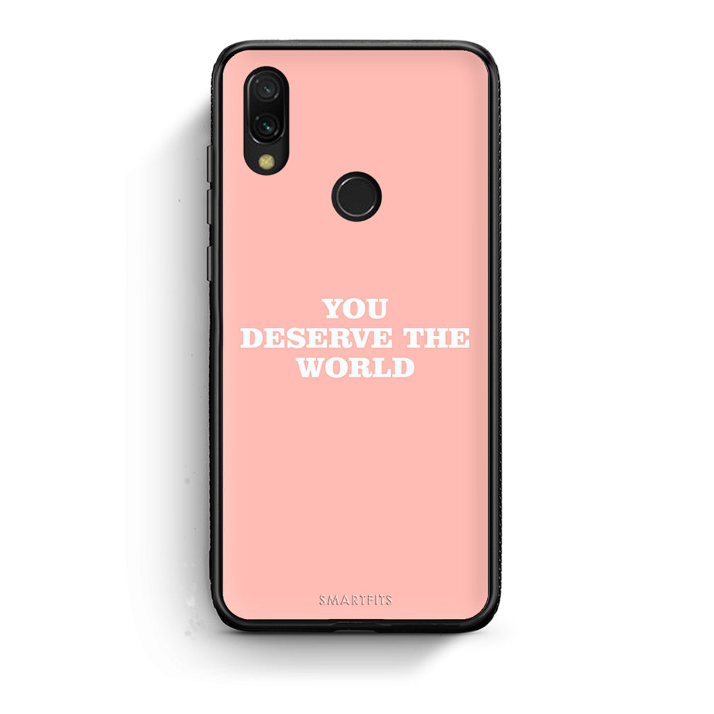 Xiaomi Redmi 7 You Deserve The World Θήκη Αγίου Βαλεντίνου από τη Smartfits με σχέδιο στο πίσω μέρος και μαύρο περίβλημα | Smartphone case with colorful back and black bezels by Smartfits