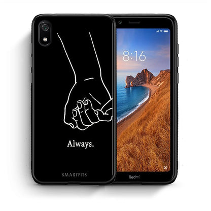 Θήκη Αγίου Βαλεντίνου Xiaomi Redmi 7A Always & Forever 1 από τη Smartfits με σχέδιο στο πίσω μέρος και μαύρο περίβλημα | Xiaomi Redmi 7A Always & Forever 1 case with colorful back and black bezels