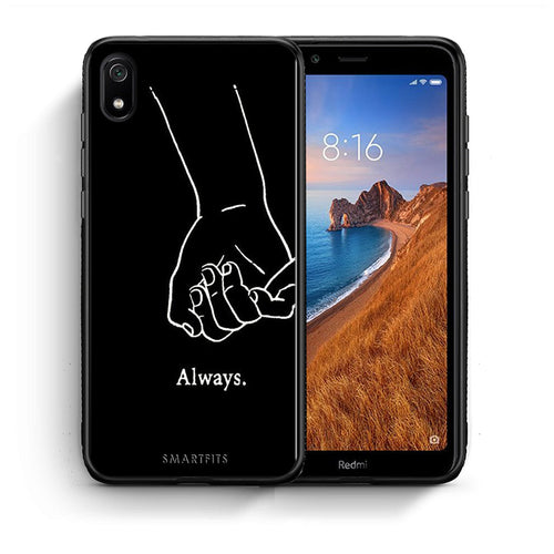Θήκη Αγίου Βαλεντίνου Xiaomi Redmi 7A Always & Forever 1 από τη Smartfits με σχέδιο στο πίσω μέρος και μαύρο περίβλημα | Xiaomi Redmi 7A Always & Forever 1 case with colorful back and black bezels