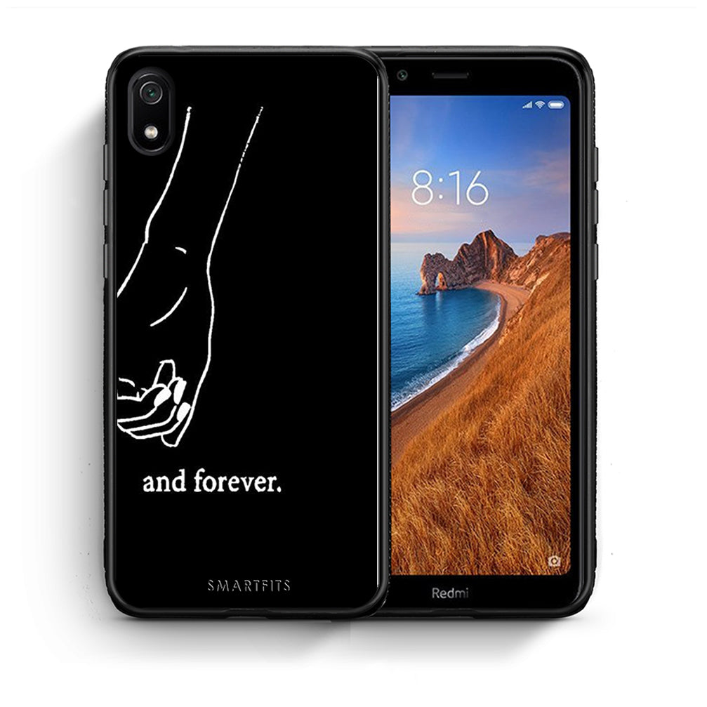 Θήκη Αγίου Βαλεντίνου Xiaomi Redmi 7A Always & Forever 2 από τη Smartfits με σχέδιο στο πίσω μέρος και μαύρο περίβλημα | Xiaomi Redmi 7A Always & Forever 2 case with colorful back and black bezels