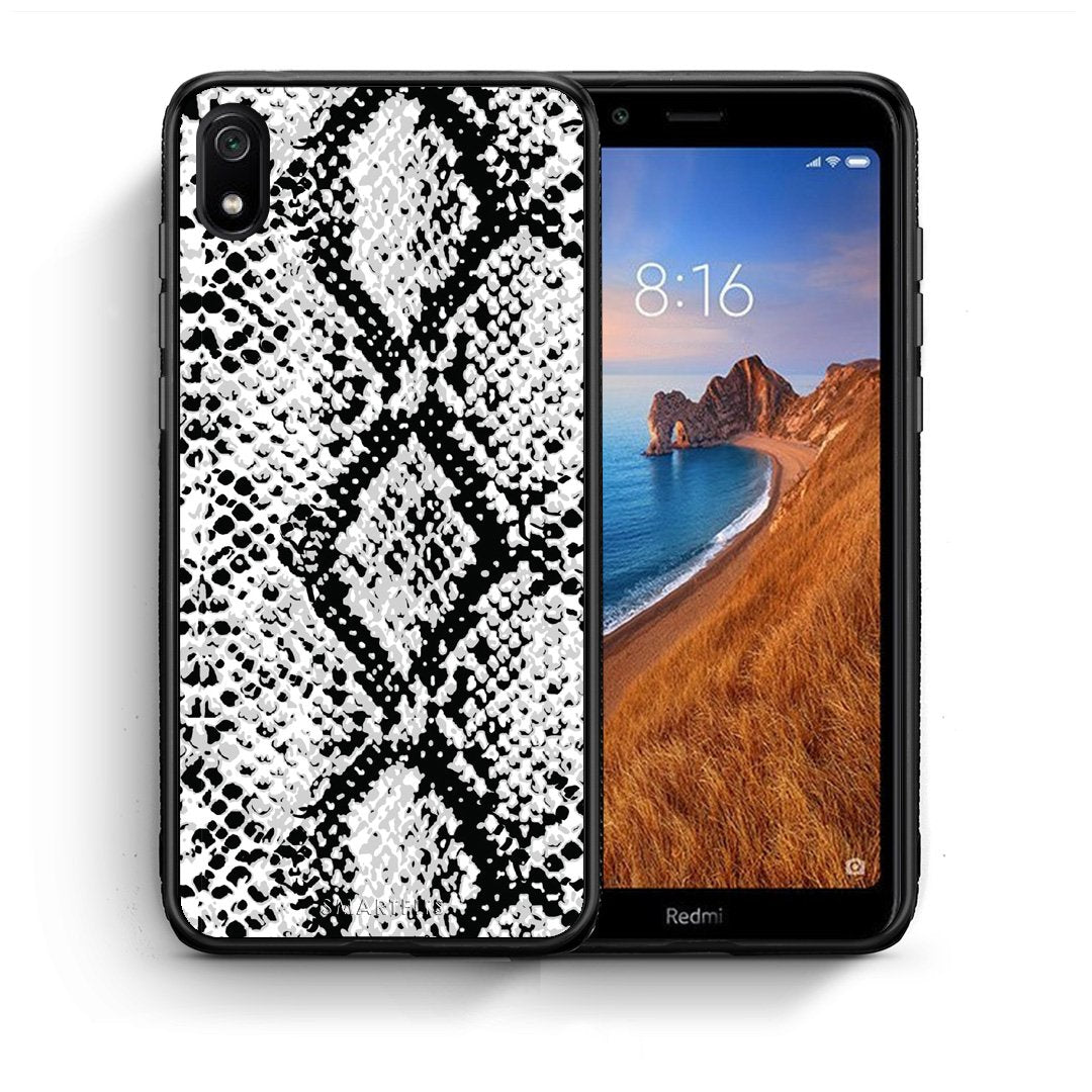 Θήκη Xiaomi Redmi 7A White Snake Animal από τη Smartfits με σχέδιο στο πίσω μέρος και μαύρο περίβλημα | Xiaomi Redmi 7A White Snake Animal case with colorful back and black bezels