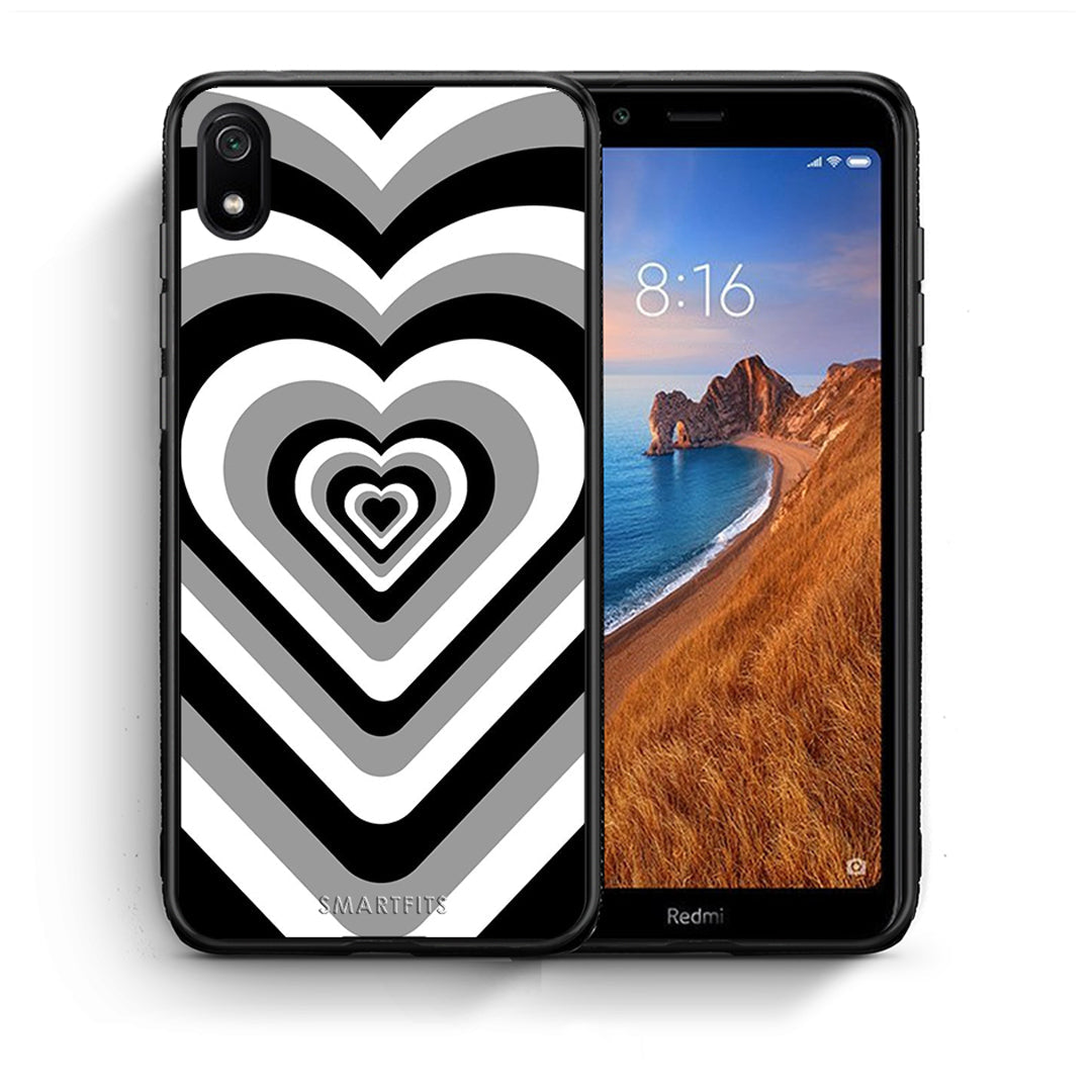 Θήκη Xiaomi Redmi 7A Black Hearts από τη Smartfits με σχέδιο στο πίσω μέρος και μαύρο περίβλημα | Xiaomi Redmi 7A Black Hearts case with colorful back and black bezels
