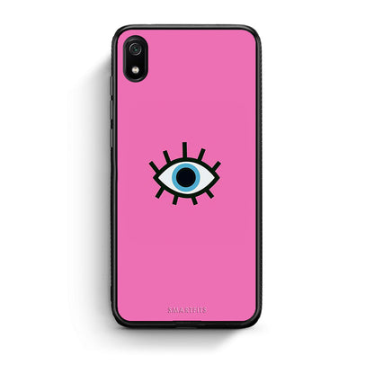 Xiaomi Redmi 7A Blue Eye Pink θήκη από τη Smartfits με σχέδιο στο πίσω μέρος και μαύρο περίβλημα | Smartphone case with colorful back and black bezels by Smartfits