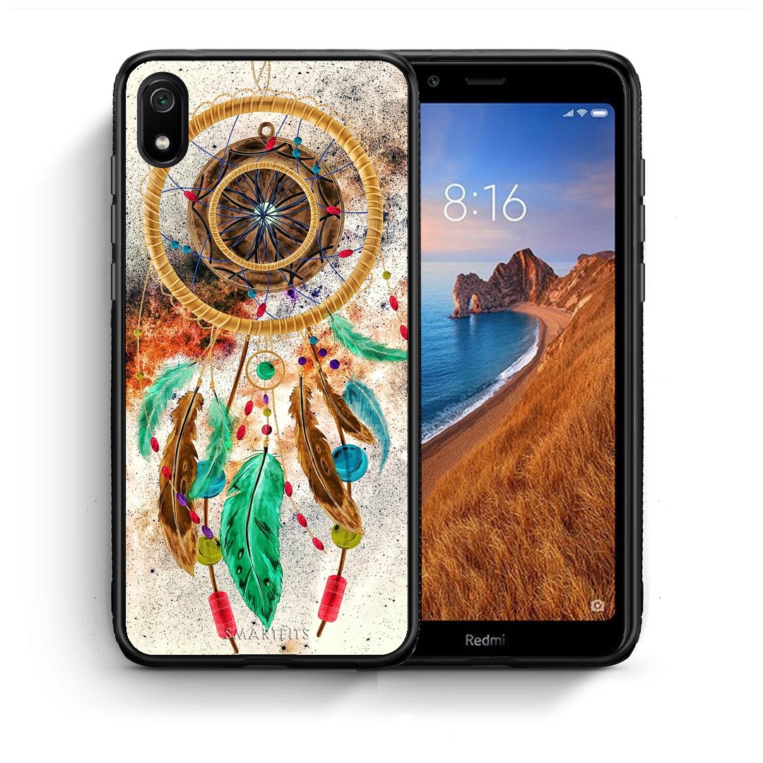 Θήκη Xiaomi Redmi 7A DreamCatcher Boho από τη Smartfits με σχέδιο στο πίσω μέρος και μαύρο περίβλημα | Xiaomi Redmi 7A DreamCatcher Boho case with colorful back and black bezels