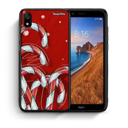 Θήκη Xiaomi Redmi 7A Candy Cane από τη Smartfits με σχέδιο στο πίσω μέρος και μαύρο περίβλημα | Xiaomi Redmi 7A Candy Cane case with colorful back and black bezels