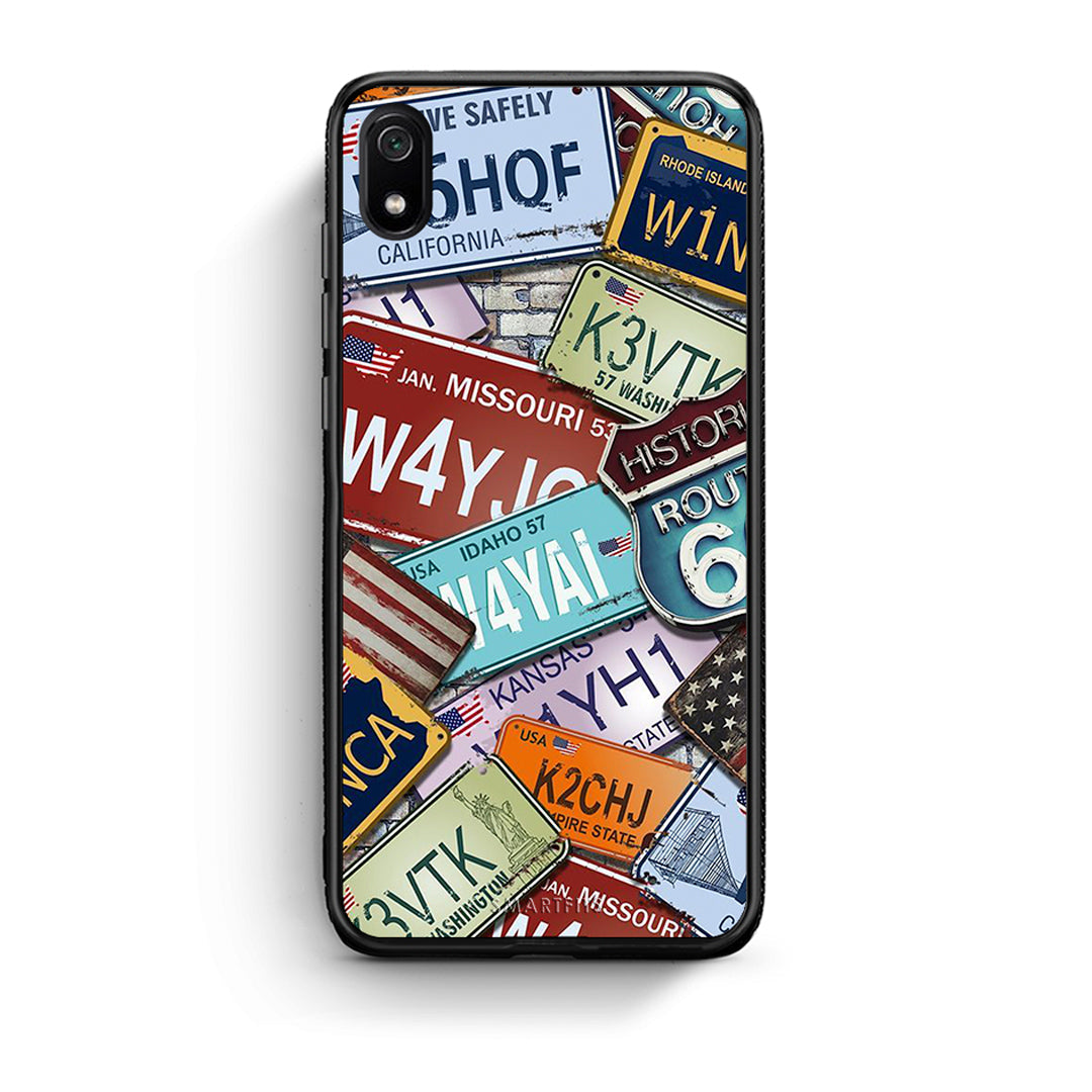 Xiaomi Redmi 7A Car Plates θήκη από τη Smartfits με σχέδιο στο πίσω μέρος και μαύρο περίβλημα | Smartphone case with colorful back and black bezels by Smartfits