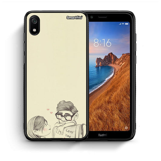Θήκη Xiaomi Redmi 7A Carl And Ellie από τη Smartfits με σχέδιο στο πίσω μέρος και μαύρο περίβλημα | Xiaomi Redmi 7A Carl And Ellie case with colorful back and black bezels