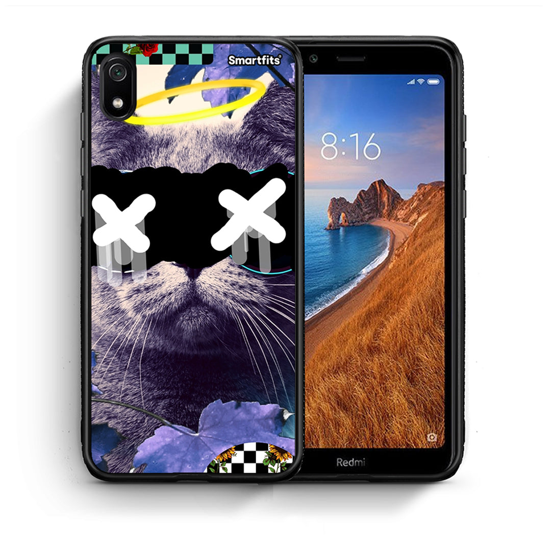 Θήκη Xiaomi Redmi 7A Cat Collage από τη Smartfits με σχέδιο στο πίσω μέρος και μαύρο περίβλημα | Xiaomi Redmi 7A Cat Collage case with colorful back and black bezels
