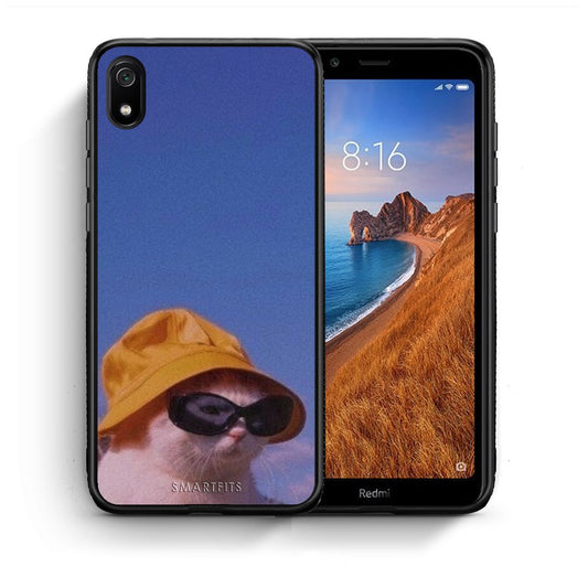 Θήκη Xiaomi Redmi 7A Cat Diva από τη Smartfits με σχέδιο στο πίσω μέρος και μαύρο περίβλημα | Xiaomi Redmi 7A Cat Diva case with colorful back and black bezels