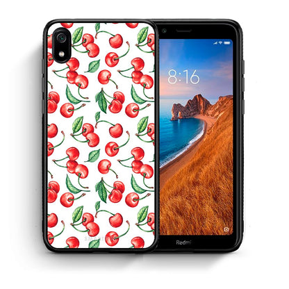 Θήκη Xiaomi Redmi 7A Cherry Summer από τη Smartfits με σχέδιο στο πίσω μέρος και μαύρο περίβλημα | Xiaomi Redmi 7A Cherry Summer case with colorful back and black bezels