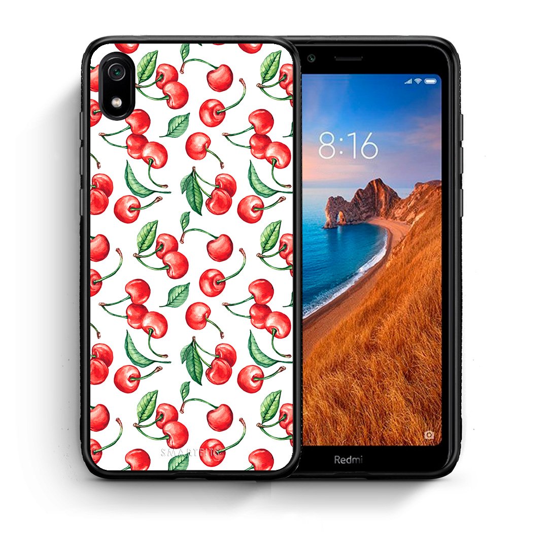 Θήκη Xiaomi Redmi 7A Cherry Summer από τη Smartfits με σχέδιο στο πίσω μέρος και μαύρο περίβλημα | Xiaomi Redmi 7A Cherry Summer case with colorful back and black bezels