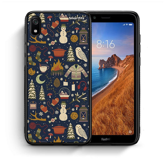 Θήκη Xiaomi Redmi 7A Christmas Elements από τη Smartfits με σχέδιο στο πίσω μέρος και μαύρο περίβλημα | Xiaomi Redmi 7A Christmas Elements case with colorful back and black bezels