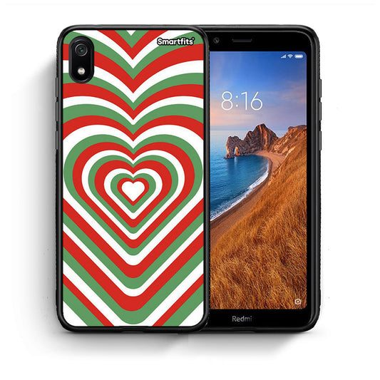 Θήκη Xiaomi Redmi 7A Christmas Hearts από τη Smartfits με σχέδιο στο πίσω μέρος και μαύρο περίβλημα | Xiaomi Redmi 7A Christmas Hearts case with colorful back and black bezels