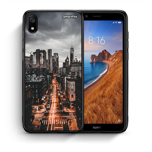 Θήκη Xiaomi Redmi 7A City Lights από τη Smartfits με σχέδιο στο πίσω μέρος και μαύρο περίβλημα | Xiaomi Redmi 7A City Lights case with colorful back and black bezels