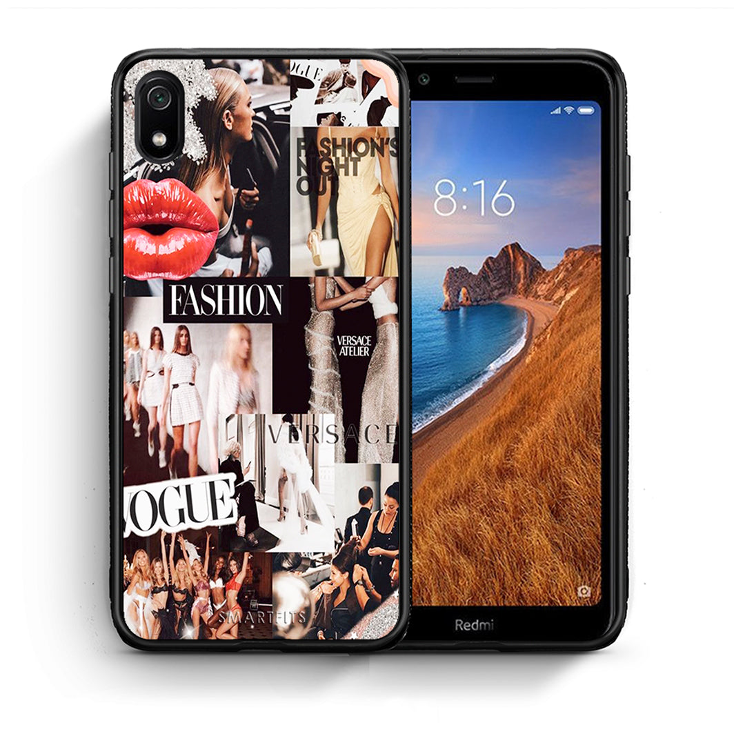 Θήκη Αγίου Βαλεντίνου Xiaomi Redmi 7A Collage Fashion από τη Smartfits με σχέδιο στο πίσω μέρος και μαύρο περίβλημα | Xiaomi Redmi 7A Collage Fashion case with colorful back and black bezels