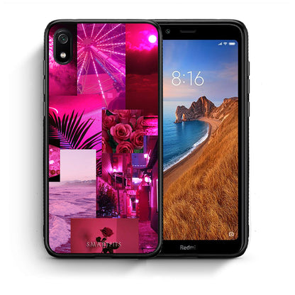 Θήκη Αγίου Βαλεντίνου Xiaomi Redmi 7A Collage Red Roses από τη Smartfits με σχέδιο στο πίσω μέρος και μαύρο περίβλημα | Xiaomi Redmi 7A Collage Red Roses case with colorful back and black bezels