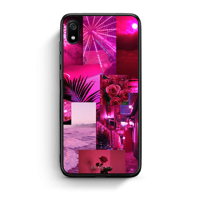 Xiaomi Redmi 7A Collage Red Roses Θήκη Αγίου Βαλεντίνου από τη Smartfits με σχέδιο στο πίσω μέρος και μαύρο περίβλημα | Smartphone case with colorful back and black bezels by Smartfits
