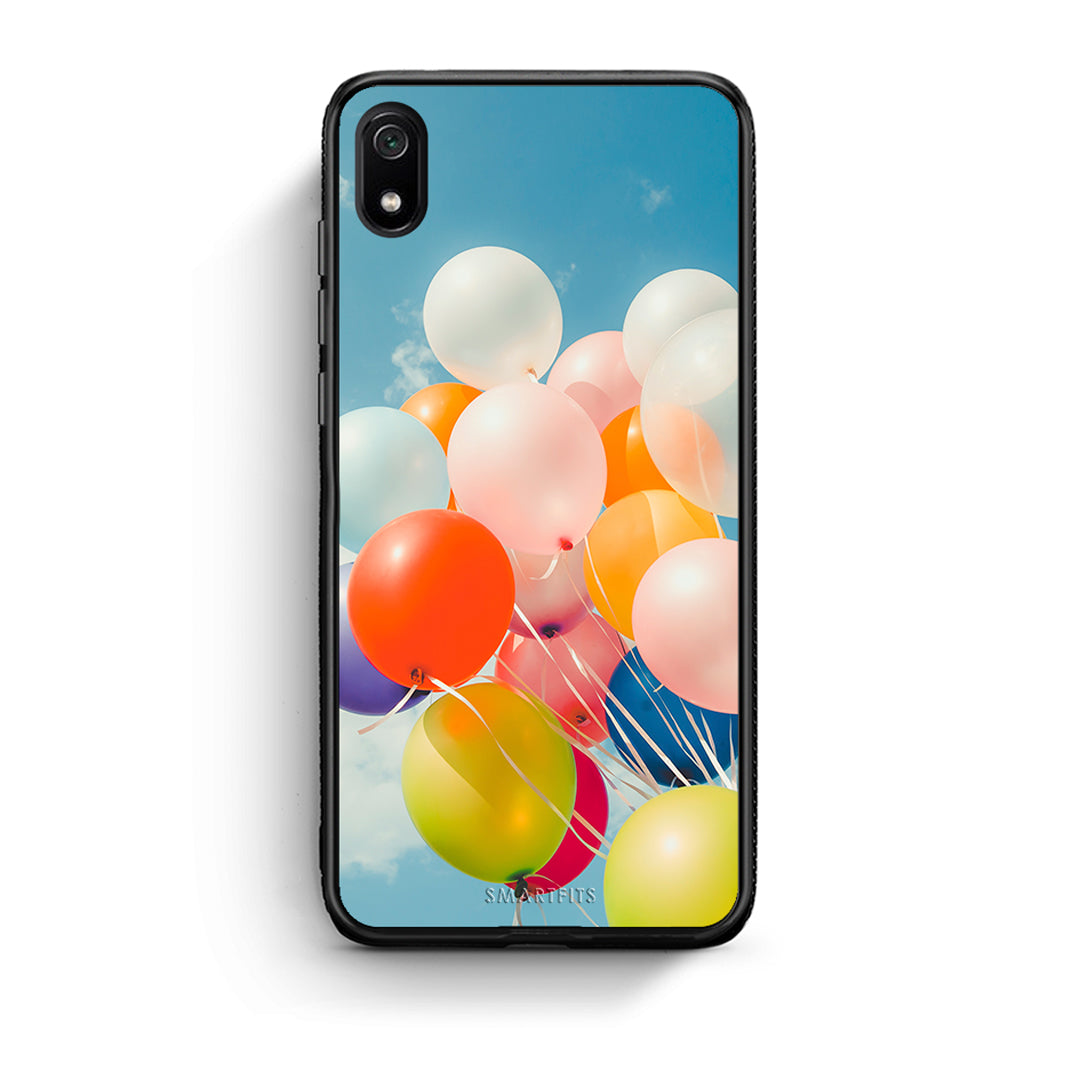 Xiaomi Redmi 7A Colorful Balloons θήκη από τη Smartfits με σχέδιο στο πίσω μέρος και μαύρο περίβλημα | Smartphone case with colorful back and black bezels by Smartfits