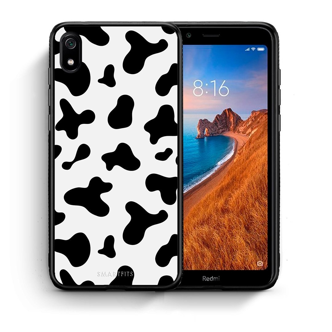 Θήκη Xiaomi Redmi 7A Cow Print από τη Smartfits με σχέδιο στο πίσω μέρος και μαύρο περίβλημα | Xiaomi Redmi 7A Cow Print case with colorful back and black bezels