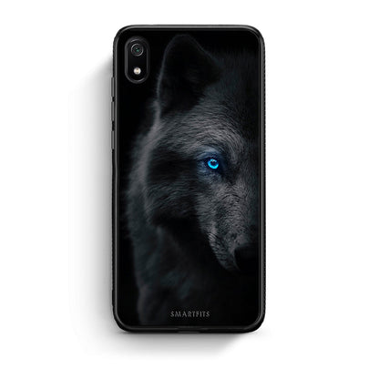 Xiaomi Redmi 7A Dark Wolf θήκη από τη Smartfits με σχέδιο στο πίσω μέρος και μαύρο περίβλημα | Smartphone case with colorful back and black bezels by Smartfits