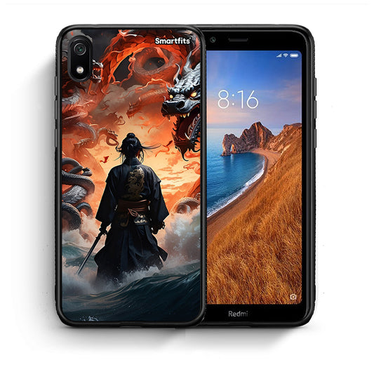 Θήκη Xiaomi Redmi 7A Dragons Fight από τη Smartfits με σχέδιο στο πίσω μέρος και μαύρο περίβλημα | Xiaomi Redmi 7A Dragons Fight case with colorful back and black bezels