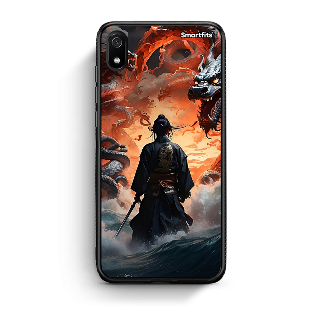 Xiaomi Redmi 7A Dragons Fight θήκη από τη Smartfits με σχέδιο στο πίσω μέρος και μαύρο περίβλημα | Smartphone case with colorful back and black bezels by Smartfits