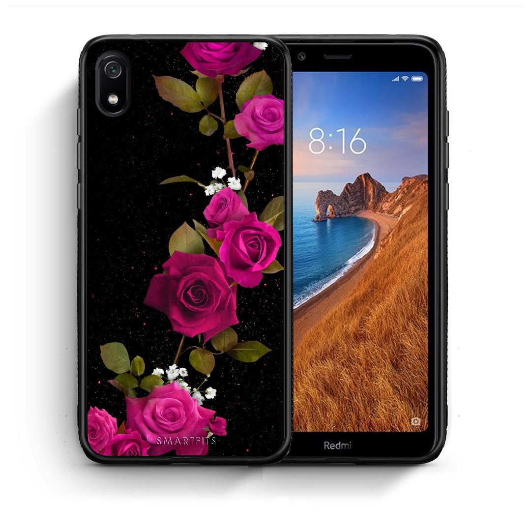 Θήκη Xiaomi Redmi 7A Red Roses Flower από τη Smartfits με σχέδιο στο πίσω μέρος και μαύρο περίβλημα | Xiaomi Redmi 7A Red Roses Flower case with colorful back and black bezels