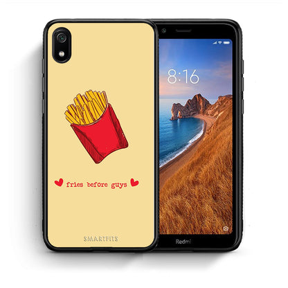 Θήκη Αγίου Βαλεντίνου Xiaomi Redmi 7A Fries Before Guys από τη Smartfits με σχέδιο στο πίσω μέρος και μαύρο περίβλημα | Xiaomi Redmi 7A Fries Before Guys case with colorful back and black bezels