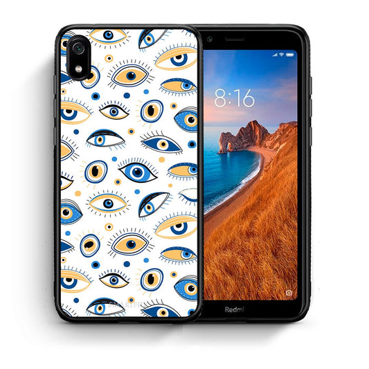 Θήκη Xiaomi Redmi 7A Ftou Ftou από τη Smartfits με σχέδιο στο πίσω μέρος και μαύρο περίβλημα | Xiaomi Redmi 7A Ftou Ftou case with colorful back and black bezels