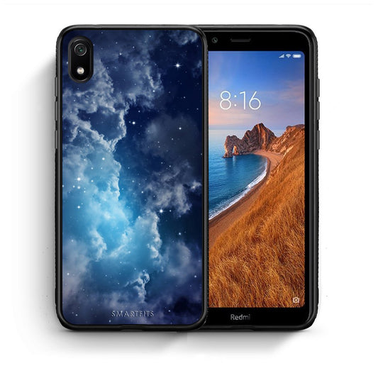 Θήκη Xiaomi Redmi 7A Blue Sky Galaxy από τη Smartfits με σχέδιο στο πίσω μέρος και μαύρο περίβλημα | Xiaomi Redmi 7A Blue Sky Galaxy case with colorful back and black bezels