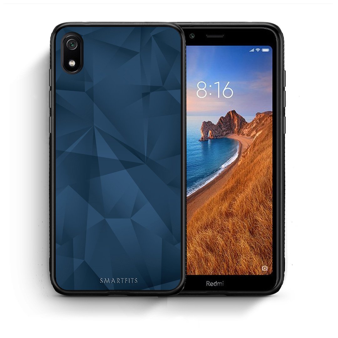 Θήκη Xiaomi Redmi 7A Blue Abstract Geometric από τη Smartfits με σχέδιο στο πίσω μέρος και μαύρο περίβλημα | Xiaomi Redmi 7A Blue Abstract Geometric case with colorful back and black bezels