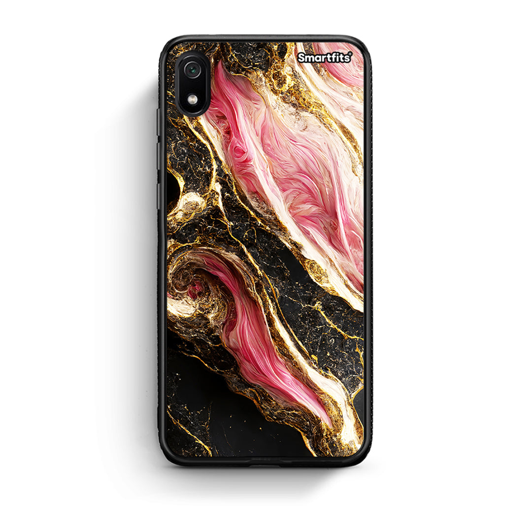 Xiaomi Redmi 7A Glamorous Pink Marble θήκη από τη Smartfits με σχέδιο στο πίσω μέρος και μαύρο περίβλημα | Smartphone case with colorful back and black bezels by Smartfits