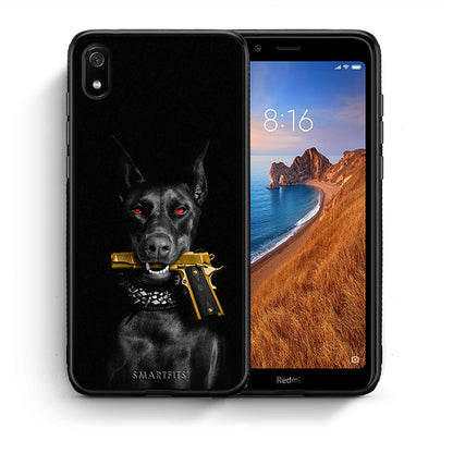 Θήκη Αγίου Βαλεντίνου Xiaomi Redmi 7A Golden Gun από τη Smartfits με σχέδιο στο πίσω μέρος και μαύρο περίβλημα | Xiaomi Redmi 7A Golden Gun case with colorful back and black bezels