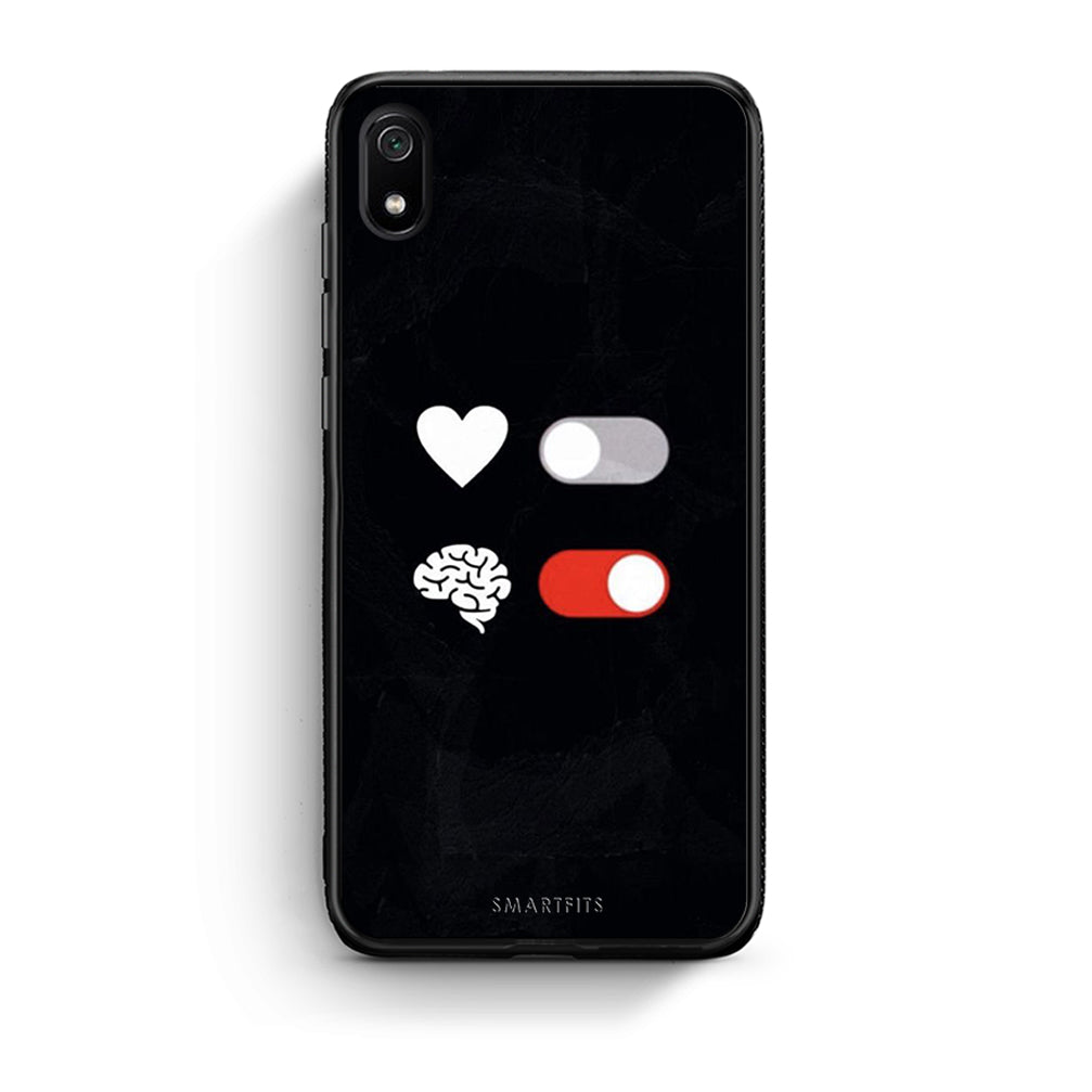 Xiaomi Redmi 7A Heart Vs Brain Θήκη Αγίου Βαλεντίνου από τη Smartfits με σχέδιο στο πίσω μέρος και μαύρο περίβλημα | Smartphone case with colorful back and black bezels by Smartfits