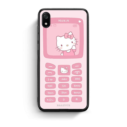 Xiaomi Redmi 7A Hello Kitten Θήκη Αγίου Βαλεντίνου από τη Smartfits με σχέδιο στο πίσω μέρος και μαύρο περίβλημα | Smartphone case with colorful back and black bezels by Smartfits