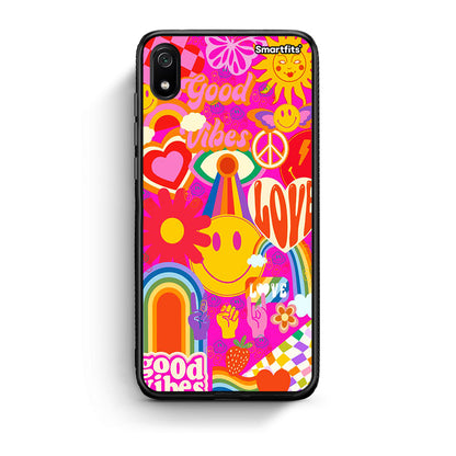 Xiaomi Redmi 7A Hippie Love θήκη από τη Smartfits με σχέδιο στο πίσω μέρος και μαύρο περίβλημα | Smartphone case with colorful back and black bezels by Smartfits
