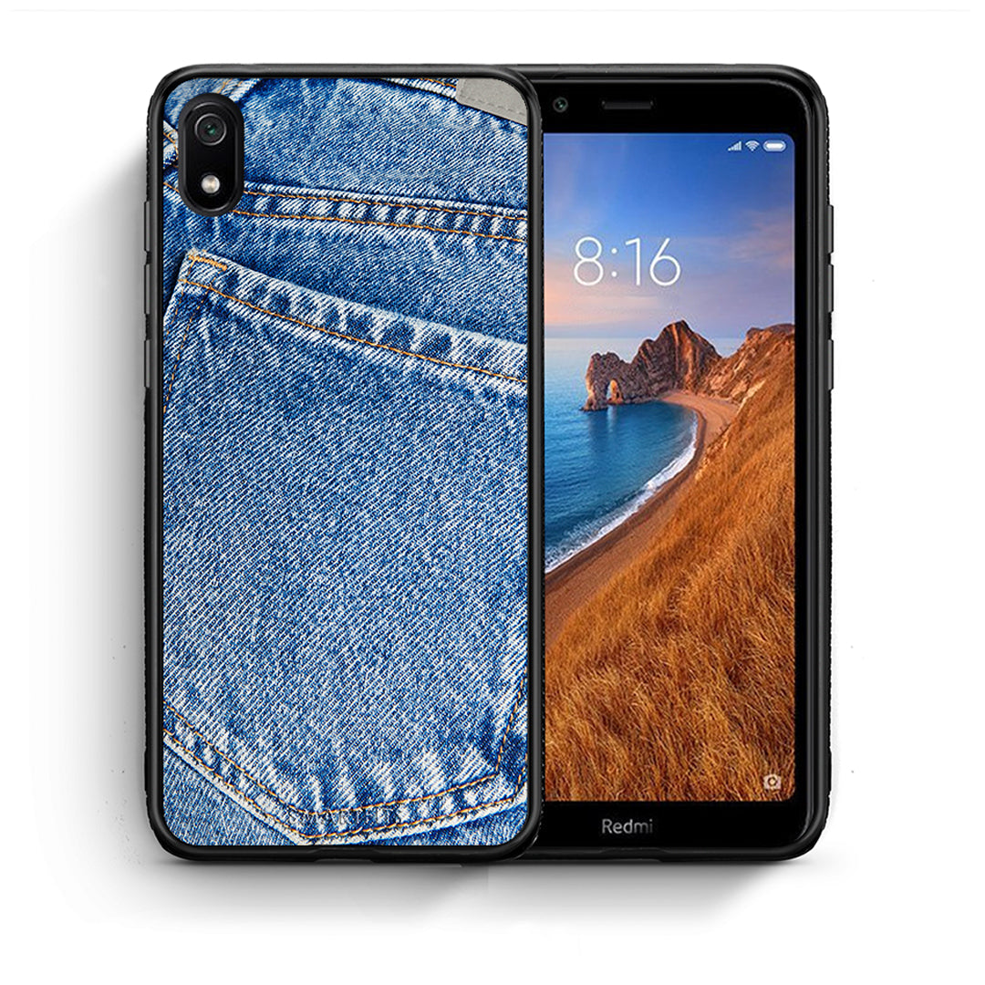 Θήκη Xiaomi Redmi 7A Jeans Pocket από τη Smartfits με σχέδιο στο πίσω μέρος και μαύρο περίβλημα | Xiaomi Redmi 7A Jeans Pocket case with colorful back and black bezels