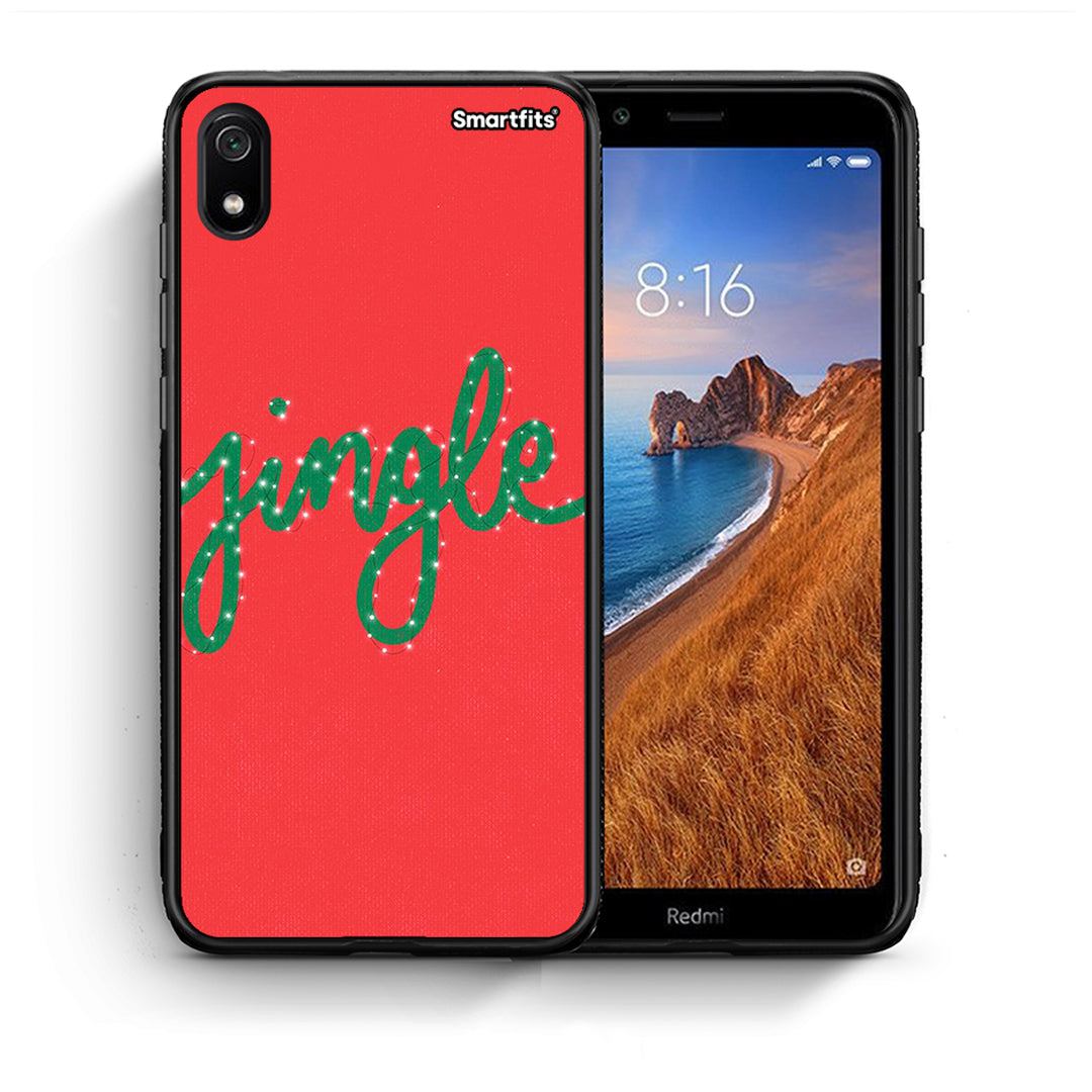 Θήκη Xiaomi Redmi 7A Jingle Xmas από τη Smartfits με σχέδιο στο πίσω μέρος και μαύρο περίβλημα | Xiaomi Redmi 7A Jingle Xmas case with colorful back and black bezels