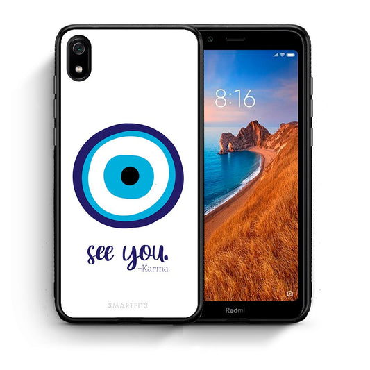 Θήκη Xiaomi Redmi 7A Karma Says από τη Smartfits με σχέδιο στο πίσω μέρος και μαύρο περίβλημα | Xiaomi Redmi 7A Karma Says case with colorful back and black bezels