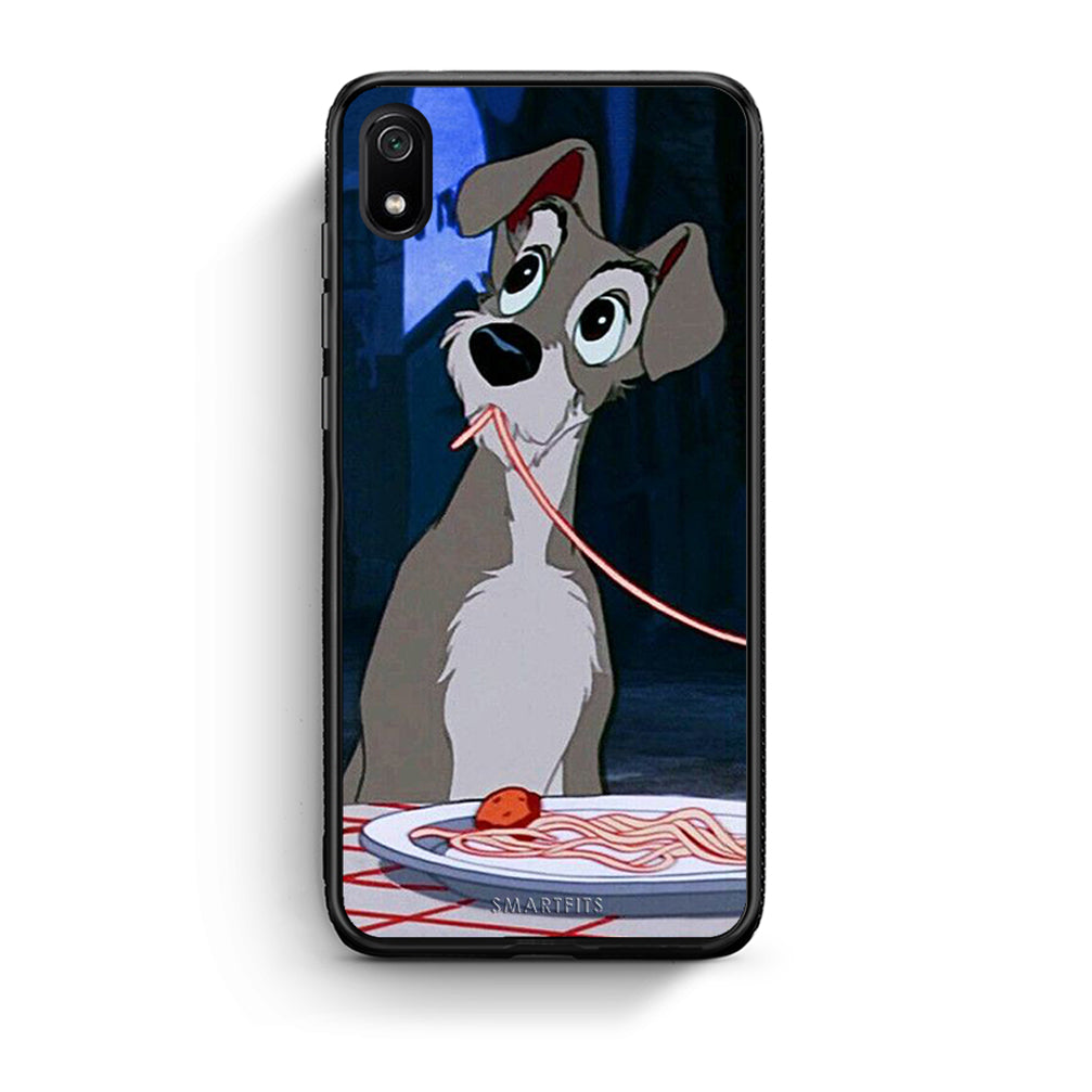 Xiaomi Redmi 7A Lady And Tramp 1 Θήκη Αγίου Βαλεντίνου από τη Smartfits με σχέδιο στο πίσω μέρος και μαύρο περίβλημα | Smartphone case with colorful back and black bezels by Smartfits