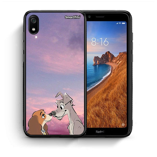Θήκη Xiaomi Redmi 7A Lady And Tramp από τη Smartfits με σχέδιο στο πίσω μέρος και μαύρο περίβλημα | Xiaomi Redmi 7A Lady And Tramp case with colorful back and black bezels