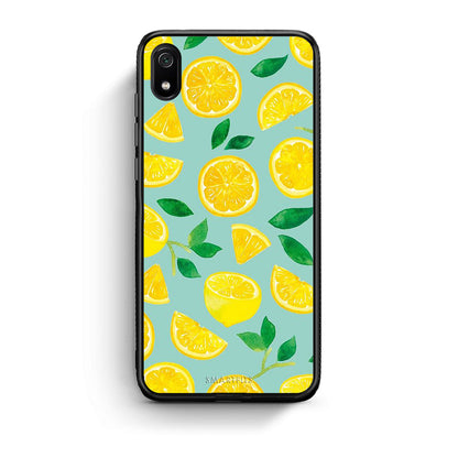 Xiaomi Redmi 7A Lemons θήκη από τη Smartfits με σχέδιο στο πίσω μέρος και μαύρο περίβλημα | Smartphone case with colorful back and black bezels by Smartfits