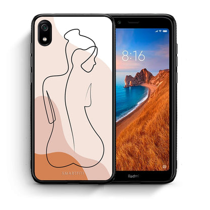 Θήκη Xiaomi Redmi 7A LineArt Woman από τη Smartfits με σχέδιο στο πίσω μέρος και μαύρο περίβλημα | Xiaomi Redmi 7A LineArt Woman case with colorful back and black bezels
