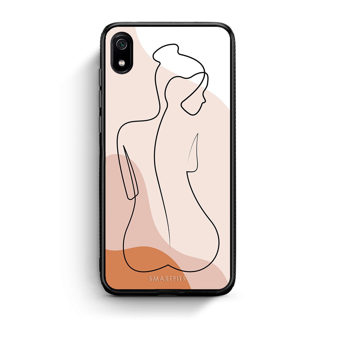 Xiaomi Redmi 7A LineArt Woman θήκη από τη Smartfits με σχέδιο στο πίσω μέρος και μαύρο περίβλημα | Smartphone case with colorful back and black bezels by Smartfits
