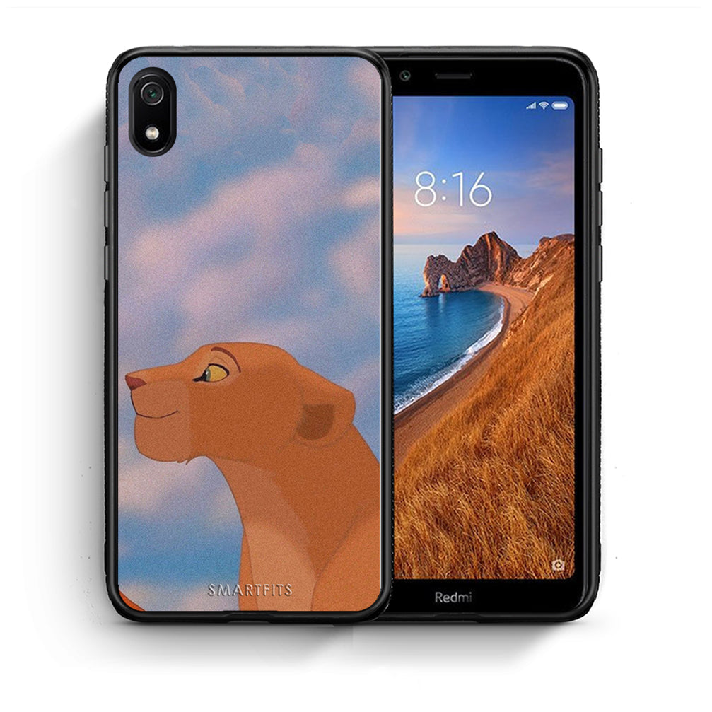 Θήκη Αγίου Βαλεντίνου Xiaomi Redmi 7A Lion Love 2 από τη Smartfits με σχέδιο στο πίσω μέρος και μαύρο περίβλημα | Xiaomi Redmi 7A Lion Love 2 case with colorful back and black bezels