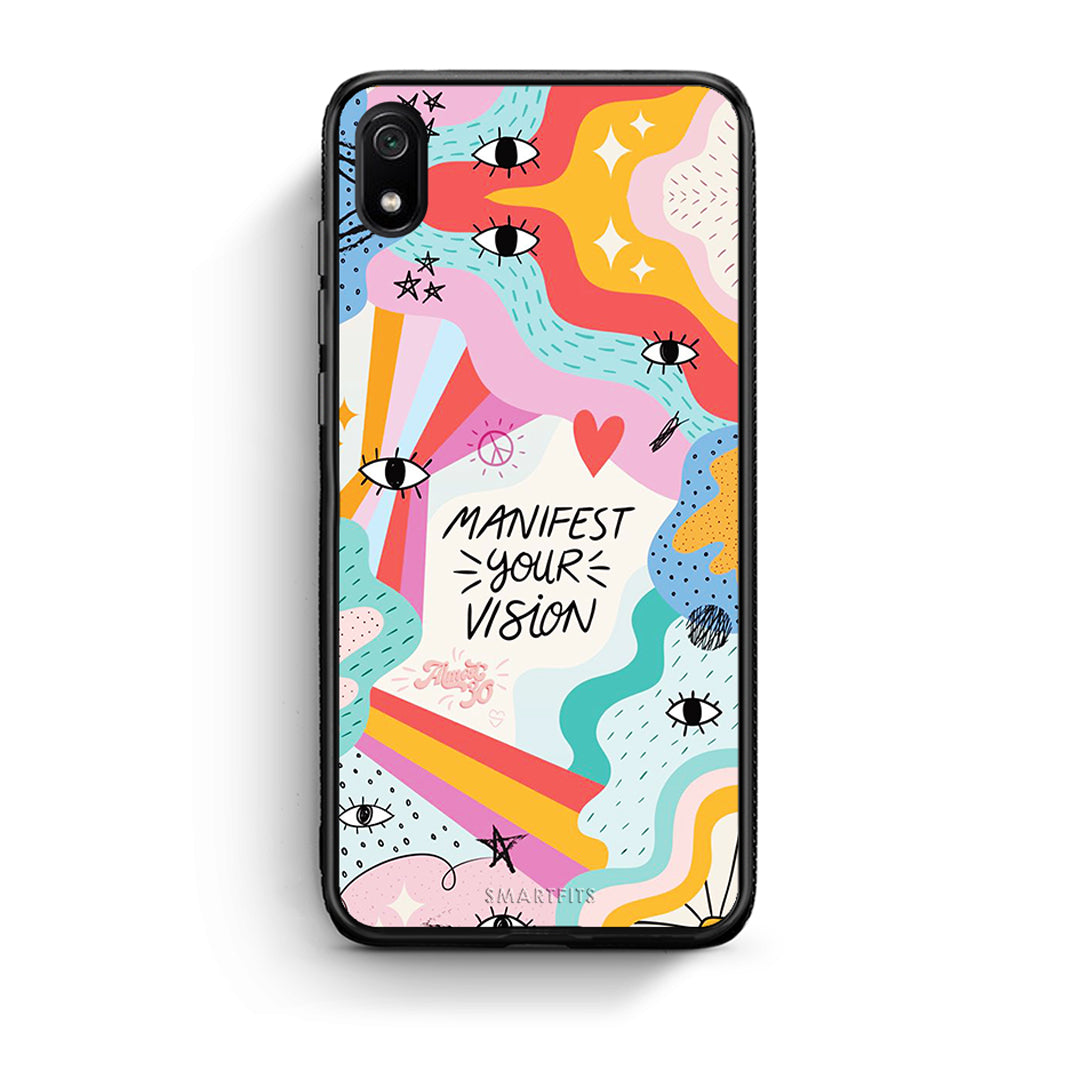 Xiaomi Redmi 7A Manifest Your Vision θήκη από τη Smartfits με σχέδιο στο πίσω μέρος και μαύρο περίβλημα | Smartphone case with colorful back and black bezels by Smartfits