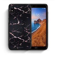 Thumbnail for Θήκη Xiaomi Redmi 7A Black Rosegold Marble από τη Smartfits με σχέδιο στο πίσω μέρος και μαύρο περίβλημα | Xiaomi Redmi 7A Black Rosegold Marble case with colorful back and black bezels