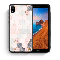 Thumbnail for Θήκη Xiaomi Redmi 7A Hexagon Pink Marble από τη Smartfits με σχέδιο στο πίσω μέρος και μαύρο περίβλημα | Xiaomi Redmi 7A Hexagon Pink Marble case with colorful back and black bezels
